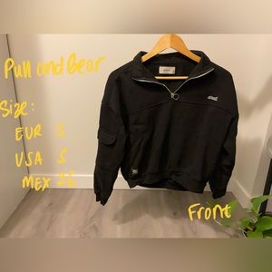 Pull&Bear Black Jumper with Zipper on Front